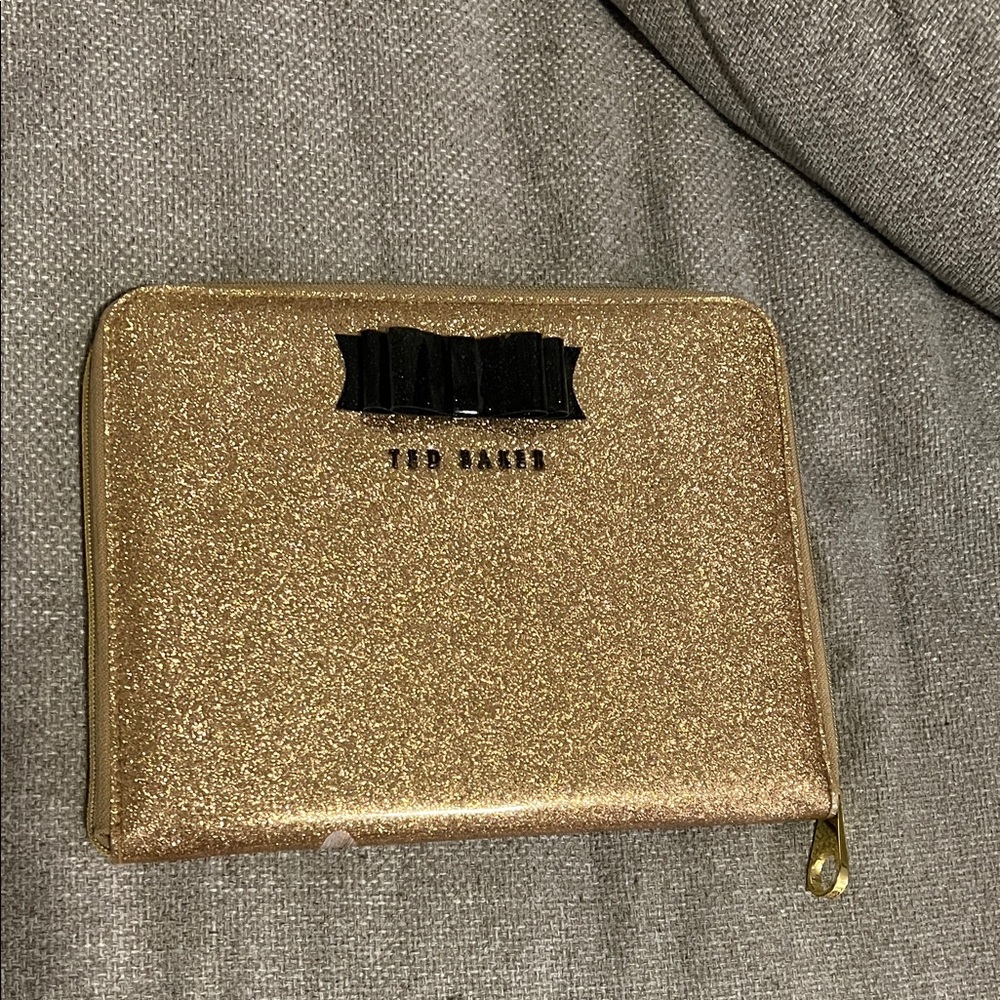 Ted Baker Sparkling Gold Wallet with Black Bow